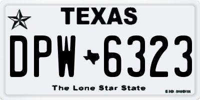 TX license plate DPW6323