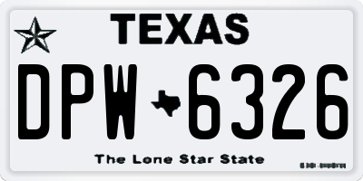 TX license plate DPW6326