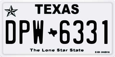 TX license plate DPW6331