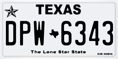 TX license plate DPW6343