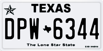 TX license plate DPW6344