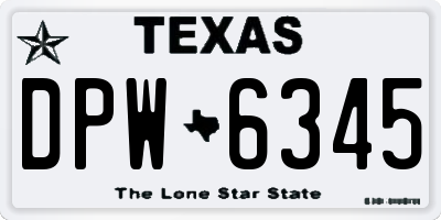 TX license plate DPW6345