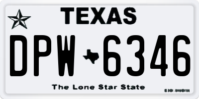 TX license plate DPW6346