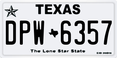 TX license plate DPW6357