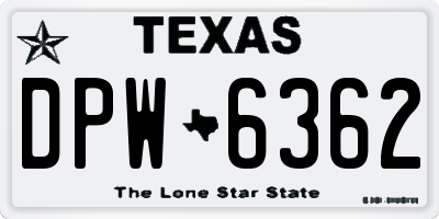 TX license plate DPW6362