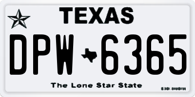 TX license plate DPW6365