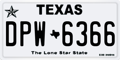 TX license plate DPW6366