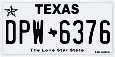 TX license plate DPW6376