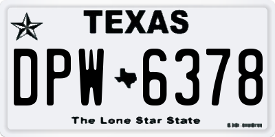 TX license plate DPW6378