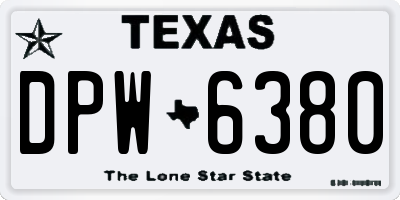 TX license plate DPW6380