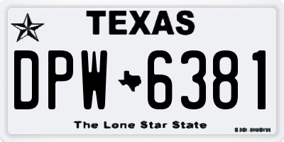 TX license plate DPW6381