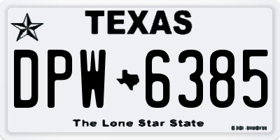 TX license plate DPW6385