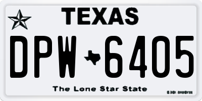 TX license plate DPW6405