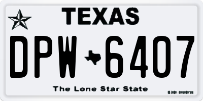 TX license plate DPW6407