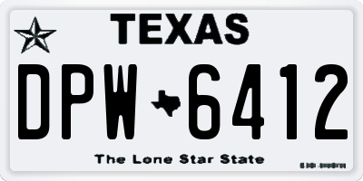 TX license plate DPW6412