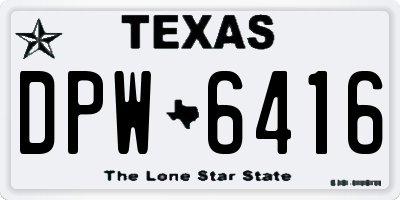 TX license plate DPW6416