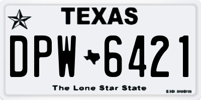 TX license plate DPW6421