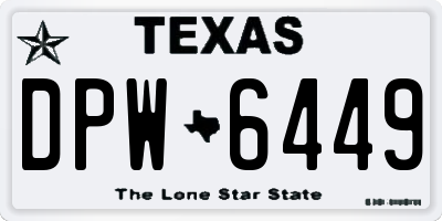 TX license plate DPW6449