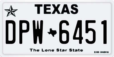 TX license plate DPW6451