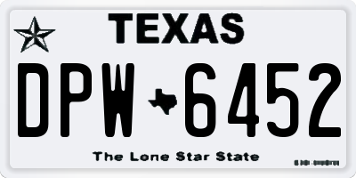 TX license plate DPW6452