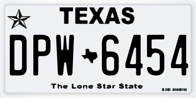 TX license plate DPW6454