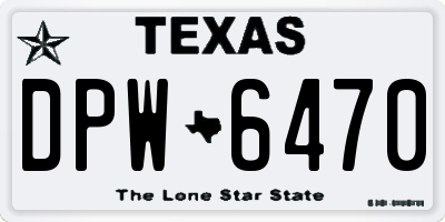 TX license plate DPW6470