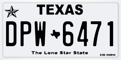 TX license plate DPW6471