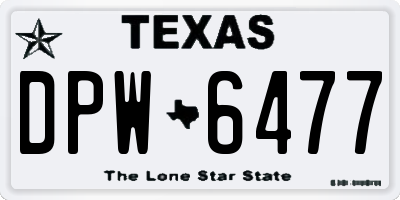 TX license plate DPW6477