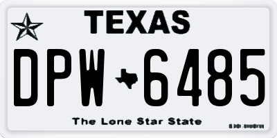 TX license plate DPW6485