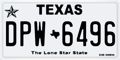 TX license plate DPW6496