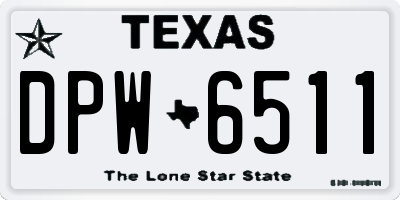 TX license plate DPW6511