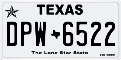 TX license plate DPW6522