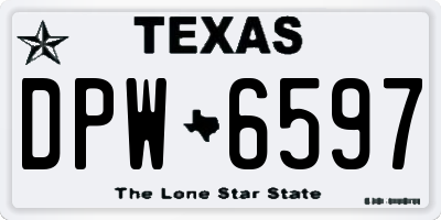 TX license plate DPW6597