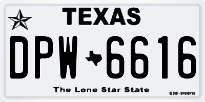 TX license plate DPW6616