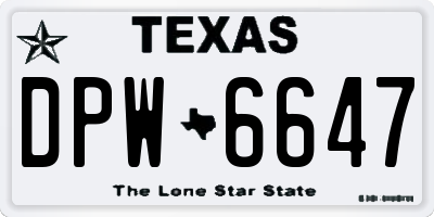 TX license plate DPW6647