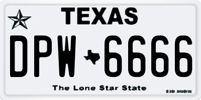 TX license plate DPW6666