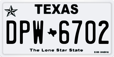 TX license plate DPW6702