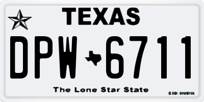 TX license plate DPW6711