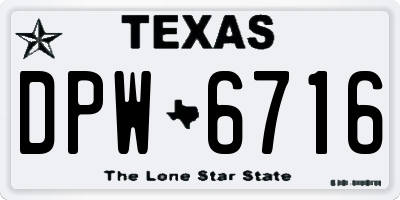 TX license plate DPW6716