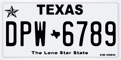 TX license plate DPW6789