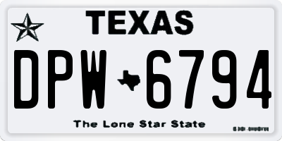 TX license plate DPW6794