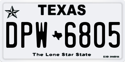 TX license plate DPW6805