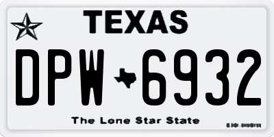 TX license plate DPW6932