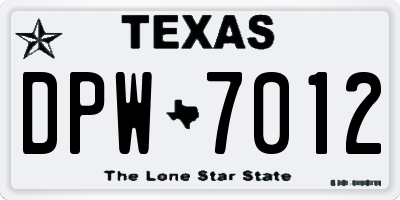 TX license plate DPW7012