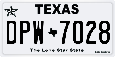 TX license plate DPW7028