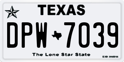 TX license plate DPW7039