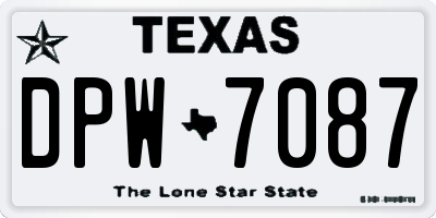 TX license plate DPW7087