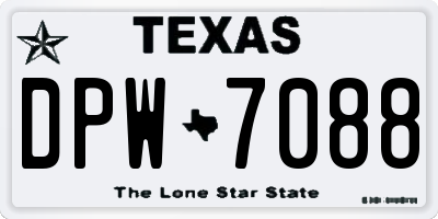 TX license plate DPW7088