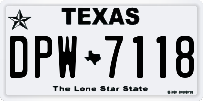 TX license plate DPW7118