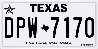 TX license plate DPW7170